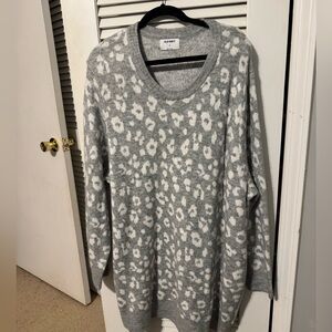 Gray Leopard Print Sweater